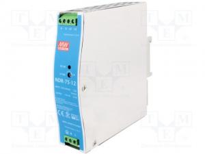 China MEAN WELL DIN Rail Power Supply NDR-75-12 75W 12VDC 6.3A AC/DC on sale