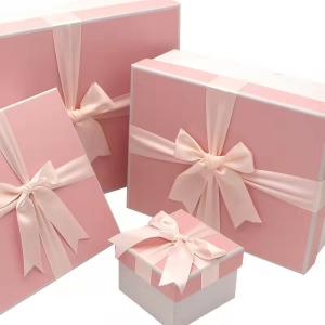 Wholesale Spot Color Luxury Pink Rigid Cardboard Gift Box Handbags Cosmetic Gift Packaging Box with Ribbon from china suppliers