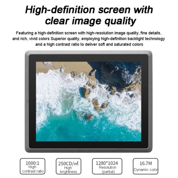 12.1 Inch 1024*768 HMI/PLC/Robot IP65 Flat Panel MountMonitor 500nits Embedded Industrial Capacitive/ResistiveTouch Screen Monitor