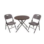 31.5 Inches Plastic Folding Tables Rustproof Steel Legs Natural aRattan Color