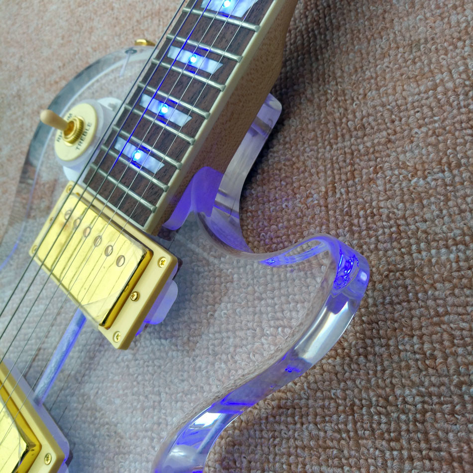 High quality Standard LP acrylic electric guitar, rosewood Fingerboard LED light LP 1959 R9 electric guitar, free shippi