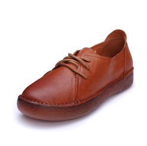 Wholesale S069 2020 autumn new women's shoes retro handmade flat shallow shallow leather lace-up small leather shoes from china suppliers