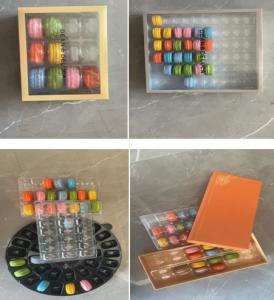 Wholesale Hot Stamping Macaron Transparent Box Top And Bottom Lid Macaron Display Rack 12pcs from china suppliers