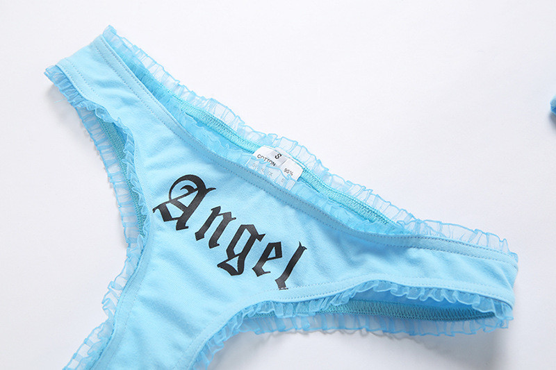 Two Piece Sexy Girls Angel Underwear Set Black Letter Printing