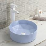 Stain Counter Top Bathroom Sink Scratch-Resistant Blue Round Wash Hand Basin