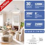 3 Speeds 42 Inch Retractable Ceiling Fan Light With Bluetooth Speaker