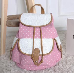 Wholesale 2016 new winter female European and American fashion jacquard material dot pattern lace embroidered backpack canvas bag from china suppliers