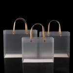 XYDAN Frosted Rigid Pvc Transparent Tote Bag with Soft Loop Handle Striped