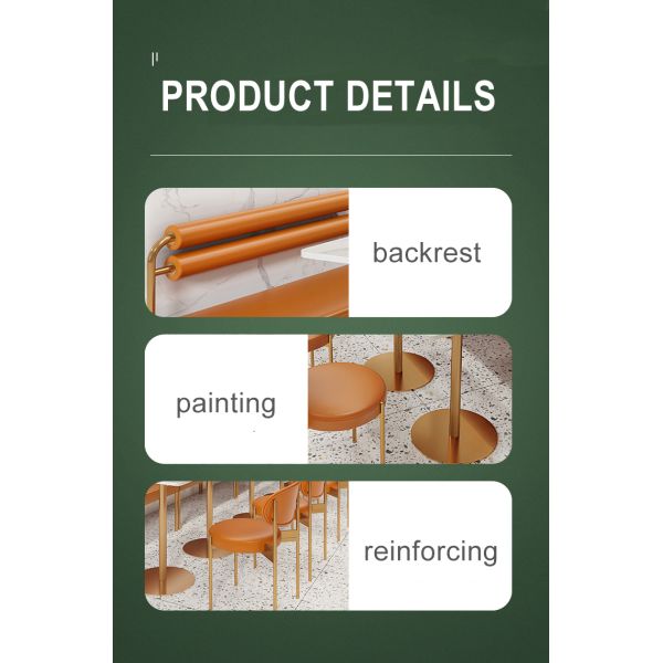 Light Luxury Adult Restaurant Dining Table Combination Iron Metal Single Chair and Bench Sofa