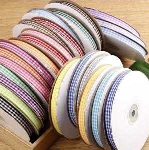 Wholesale Custom Colorful Tartan Grid Gingham Polyester Woven Plaid Stain Ribbon For Gift Wrapping Decoration Wholesale from china suppliers