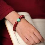 Feng Shui Wealth Bracelet Red Cinnabar Natural Crystal Onyx Relief Reiki Healing