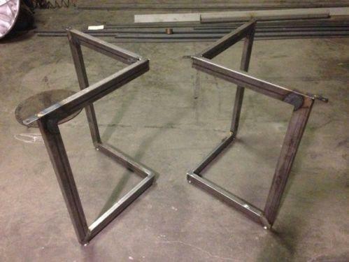 Customizes Table Bases Made of Stainless Steel Tubing in Brushed Finish for on Tables