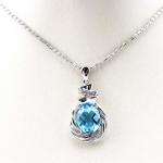 Sterling Silver Chain Necklace with 8x10mm Oval Amethyst Cubic Zircon Pendant