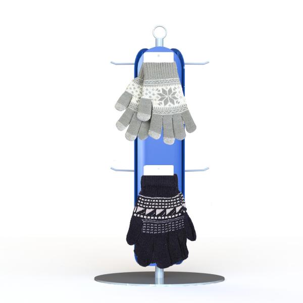 Customized Gloves Metal Display Rack With 3 Sides Plastic Panel Metal Hooks