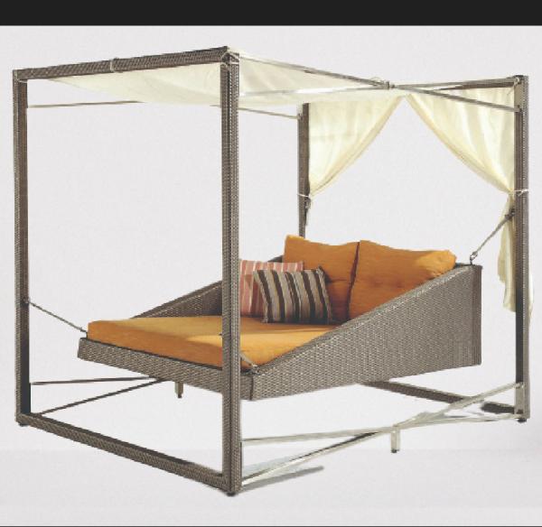 Backyard resort hotel pool day beds wicker rattan canopy shade pool outdoor
