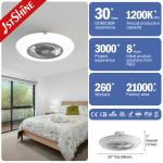 Large Air Flow Bedroom Flush Mounted Ceiling Fan with Remote and Natural Wind DC