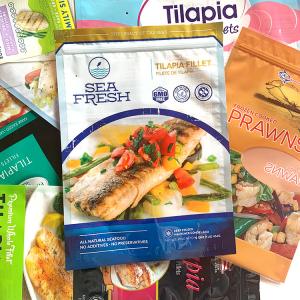 Wholesale PET PE White Stand Up Pouch With Window Sea Fresh Food from china suppliers