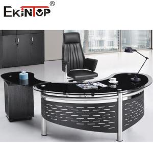 Wholesale Modern Executive Glass Desk 4 Legs L Shaped Office Computer Desk For CEO from china suppliers