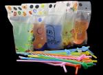 Stand Up Reclosable Zipper Clear Drink Pouches Bags with Plastic Straw, 8mil