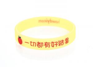 Wholesale Breast cancer bracelet printed yellow color adult size eco-friendly from china suppliers