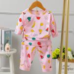 Full Flower Long Sleeve Pj Set Cotton Pyjamas Odor Resistant For 80cm height