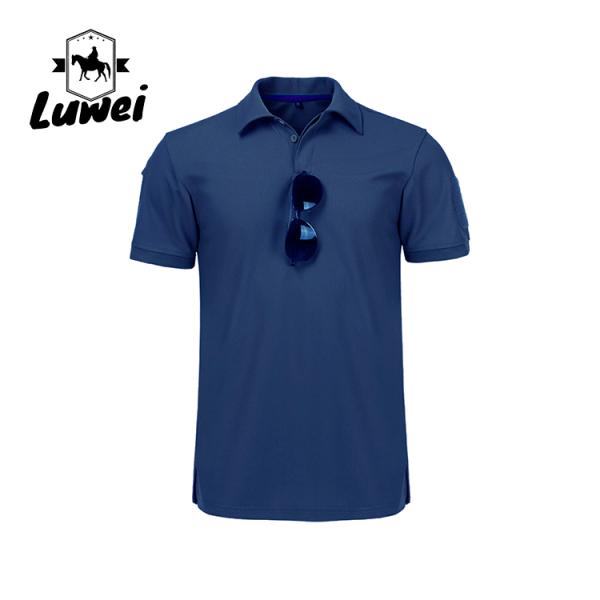 Knitted Polyester Cotton Polo T Shirts Breathable Short Sleeve For Men