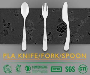 Wholesale biodegradable and compostable PLA cutlery set, food cutlery set, biodegradable cutlery knife fork spoon from china suppliers