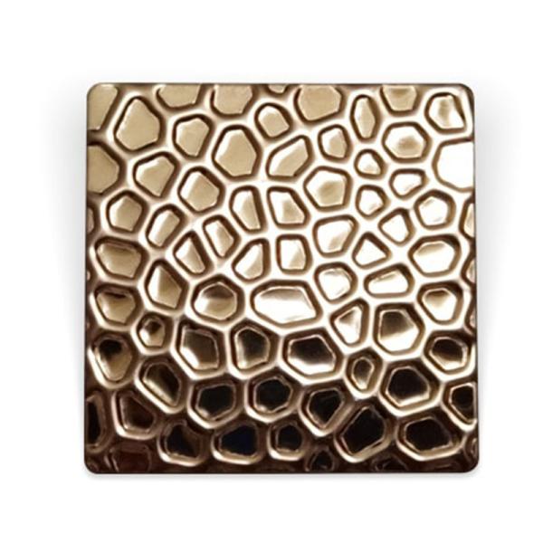 AISI 304 316 PVD Rose gold color honeycomb Patterned plate stainless steel