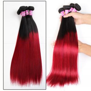 China Soft 7A Ombre Brazilian Virgin Hair 1B / Red Ombre Straight Hair 3 Bundles For Adult on sale