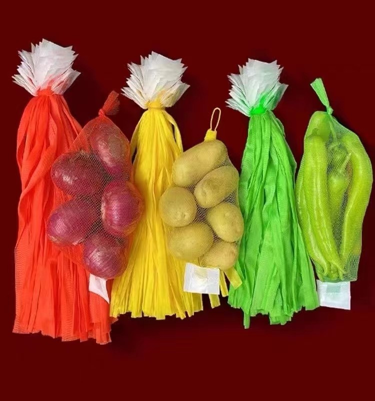 LDPE String Mesh Netting Bags For Fruit Vegetable Shopping 30cm