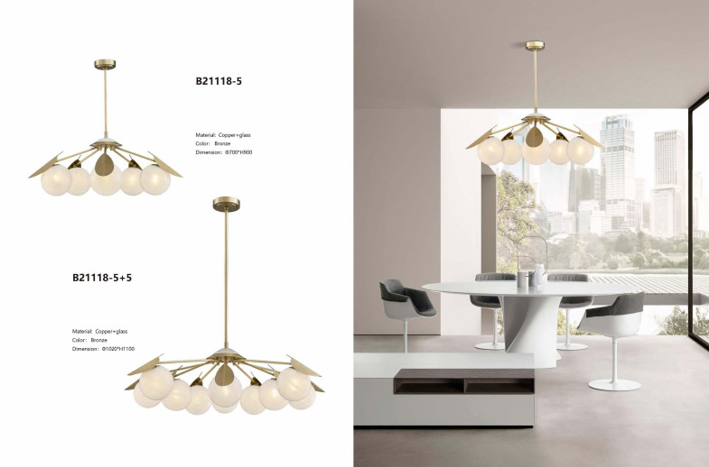 Bronze Glass Pendant Chandelier Lights 2700K/3000K/3500K