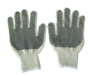 Wholesale Elastic Cuff Cotton Knitted Work Gloves OEM Cotton Gloves With Rubber Dots from china suppliers