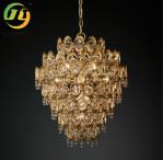 Vintage Pure Copper Crystal Chandelier Living Room Bedroom Hotel Chandelier