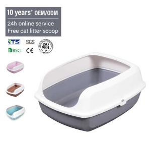 Wholesale Anti Splashing Brown PET Plastic Semi Enclosed Cat Litter Box For Pet Supplies from china suppliers