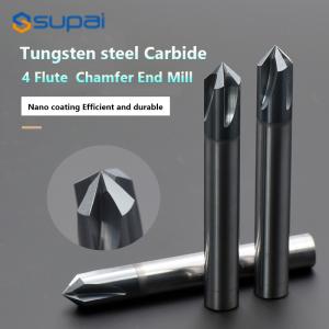 Wholesale High Hardness Chamfer End Mill 4 Flute Customized Length 60° 90° 120° from china suppliers