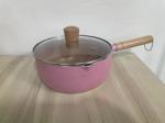 White Kitchen Cookware Aluminum Sauce Pan Non Stick With Wooden Handle