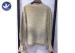 Mohair Trumpet Sleeve Cuff Womens Knit Pullover Sweater Wave V Neck Anti -