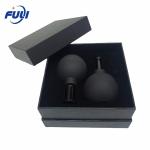 2 Pcs Different Size Black Facial Lifting Silicone Face Cupping Cups Jar Vacuum