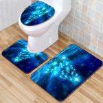 Halloween Polyester Fiber Toilet Mat Set Bathroom Three Piece Bath Rug Set