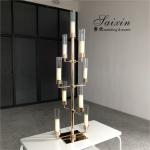 Gold Metal And Crystal Candelabra Party Electroplating Shiny Candle Stand 160cm
