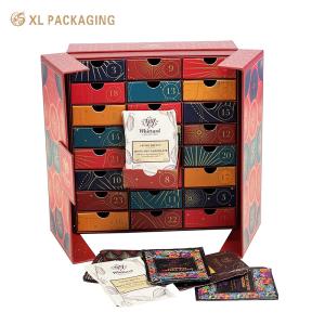 Wholesale OEM 24 Drawer Advent Calendar Box Tea Bag Hot Chocolate Bag Hot Coffee Calendar Paper Box For Gift from china suppliers