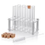 Scientific Experiments 12Pcs 20x150mm Glass Test Tubes With Cork Stoppers 1 Rack