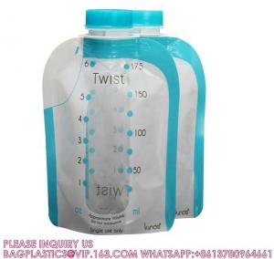 China Wholesale OEM Design BPA Free Writing Ink 6oz Stand Up With Zip Lock Sealed Baby Breast Coller Milk Storage Bag on sale