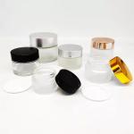Cream Clear Frosted Glass Cosmetic Containers Jar 30g To 100g With Silver Lid