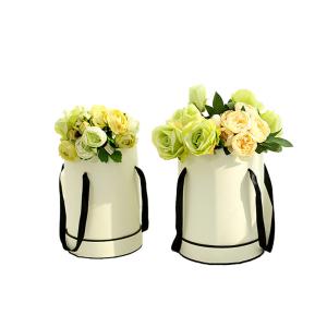 Wholesale ODM Welcome Handmade Flower Bouquet Boxes , Round Flower Hat Box With Ribbon Handle from china suppliers