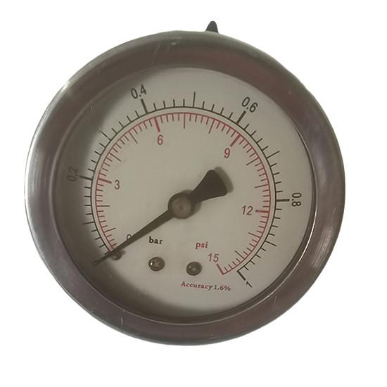 2-1/2" Liquid filled Pressure Gauge,bayonet, 0-230 psi/bar, 1/4 NPT back mount,