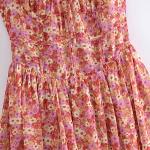 French Sweat Floral Lace Up Suspender Dress Slimming Sexy Backless Short Skirt