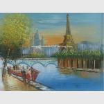 Modern Paris Oil Painting Eiffel Tower Handmade Jane Style Maintaining Freshness