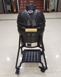 China Ceramic 15 Inch BBQ Kamado Grill With Stands Black on sale