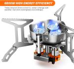 6800W Windproof Camp Stove Camping Gas Stove with Fuel Canister Adapter, Piezo